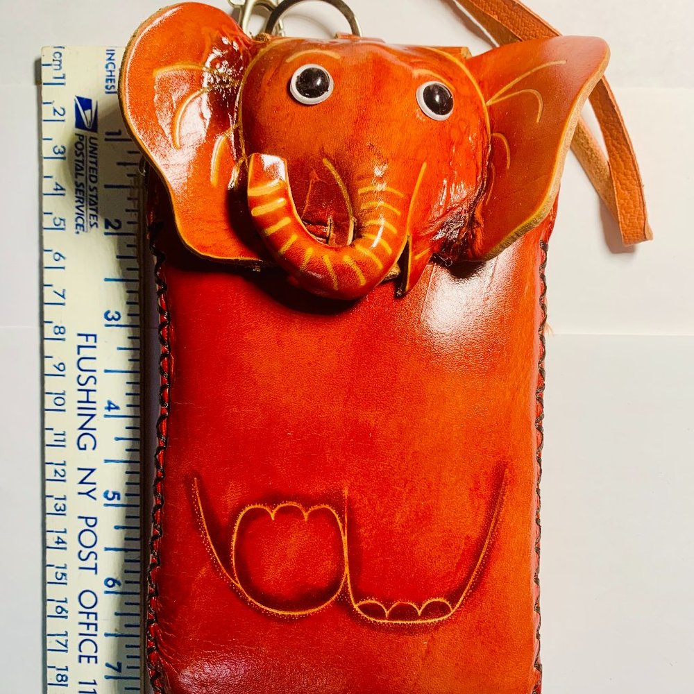 Handmade Orange Leather Elephant Handbag